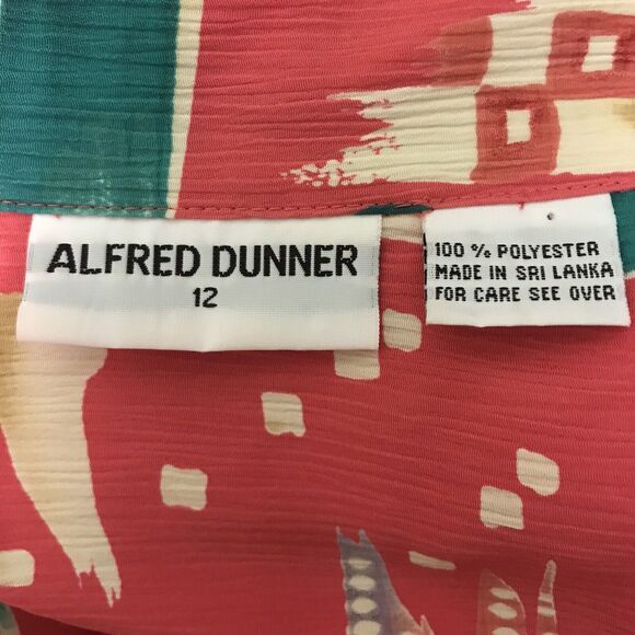 Alfred Dunner Women's 12 Pink Floral Blouse Short Sleeve Button-Up Crepe Top - Picture 7 of 7